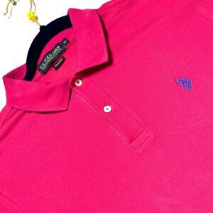 U.S. Polo Assn. Mens Pink Performance Pique Polo Shirt Size M Cotton Blend